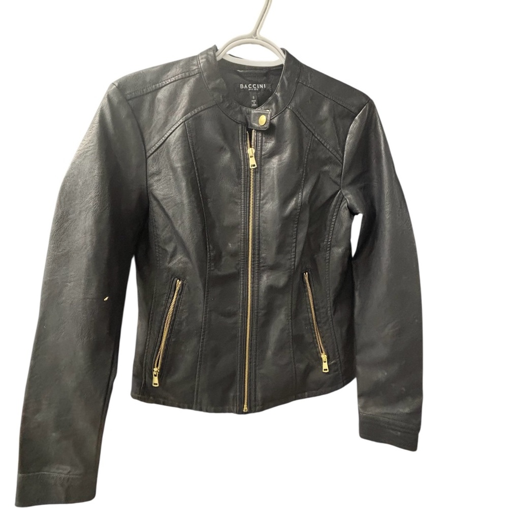 Baccini Faux leather black  jacket size small